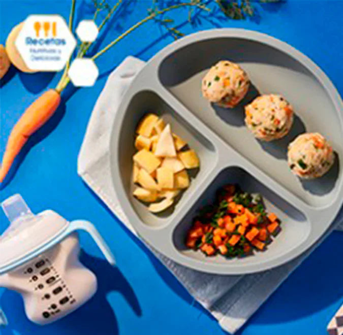 Albóndigas de arroz con pollo y verduras