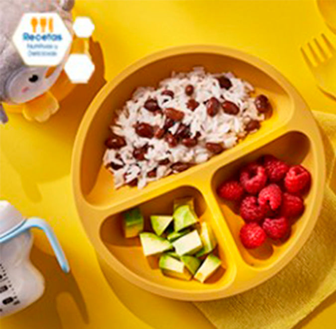 Frijol negro con arroz + frambuesa