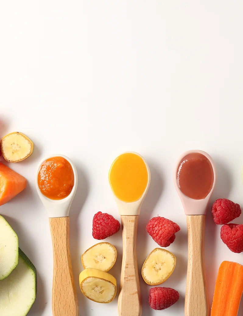 Frutas y vegetales para alimentación complementaria